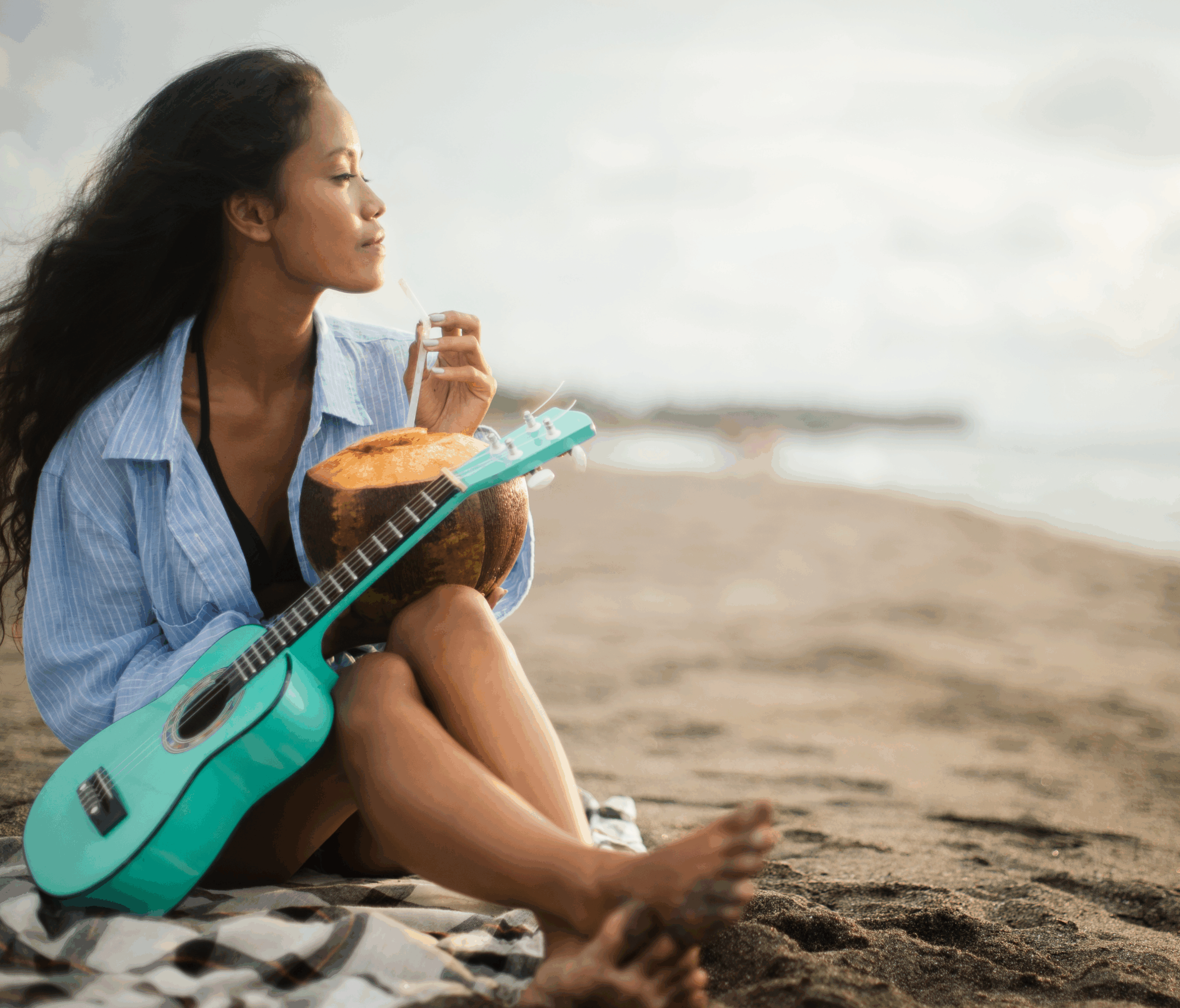 Woman Music at the Beach Direct scaled